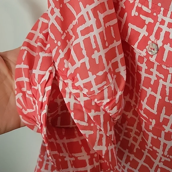 41 Hawthorne Orange Geometric Blouse - Small - Picture 3 of 8